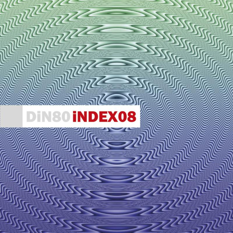 CD cover with wavy blue and green lines, and red text “INDEX08”.