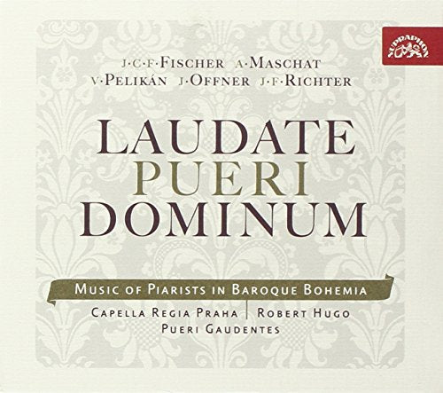 CD cover for "Laudate Pueri Dominum" with ornate beige and gold design.