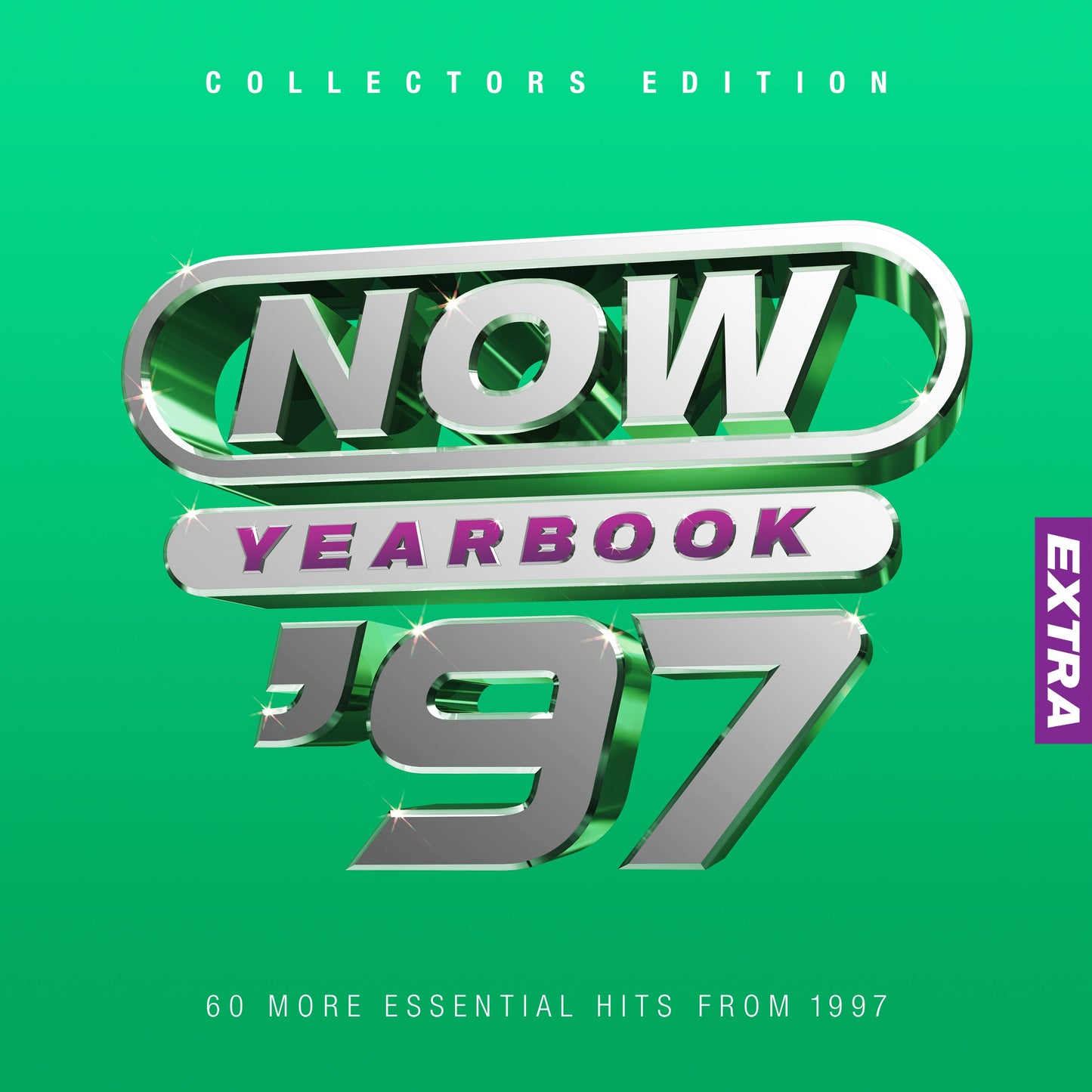 NOW Yearbook Extra 1997 3CD cover with silver lettering on teal background.