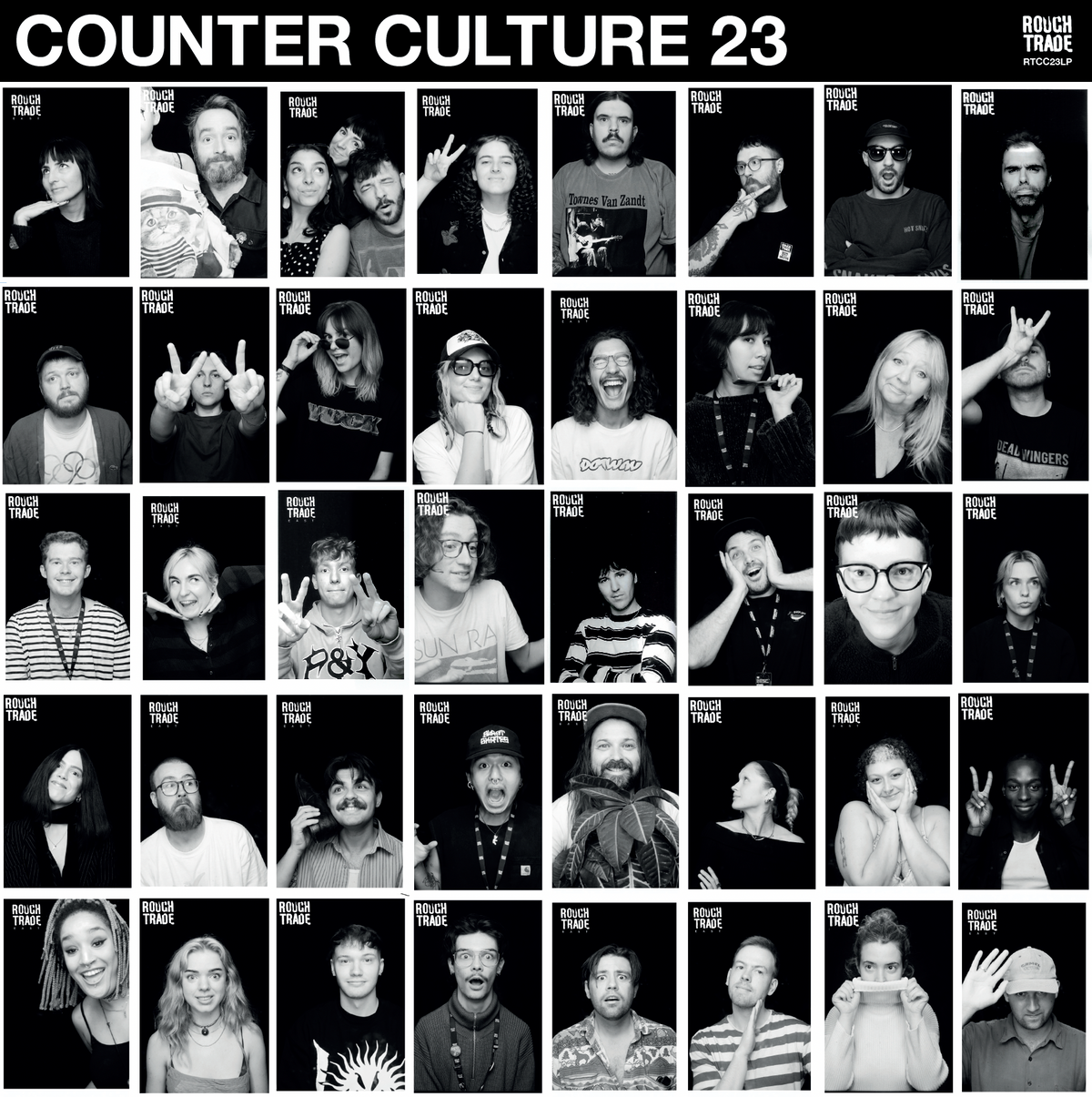 Grid of 25 black and white portrait photos of diverse musicians.