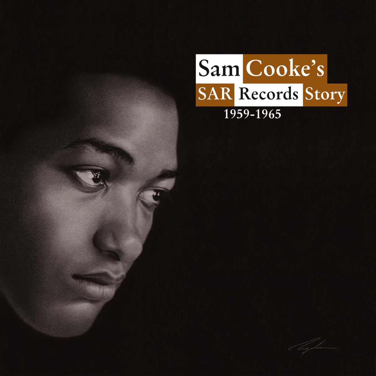 Black and white album cover featuring a portrait of Sam Cooke.