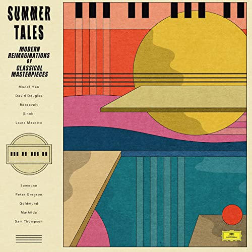 Vinyl album cover for "Summer Tales" with abstract sun and stripes.