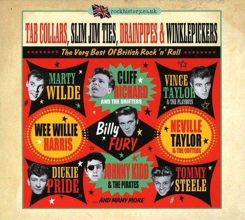 "CD cover with red background, featuring 8 black and white portraits of musicians."