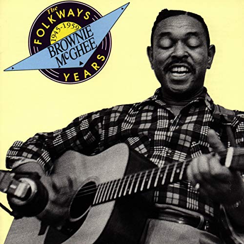 Brownie McGhee playing guitar, album cover for “The Folkways Years, 1945-1959.”