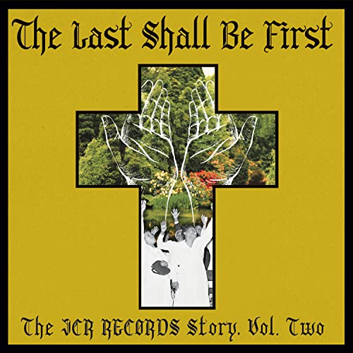Yellow album cover with a cross formed by hands and a crowd scene.