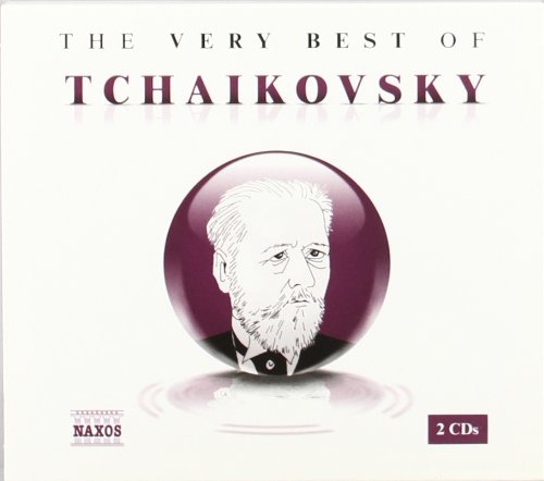 CD cover featuring a portrait of Tchaikovsky inside a dark red circular emblem.