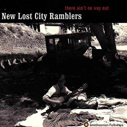 CD cover: musicians with vintage car in a sepia-toned field.