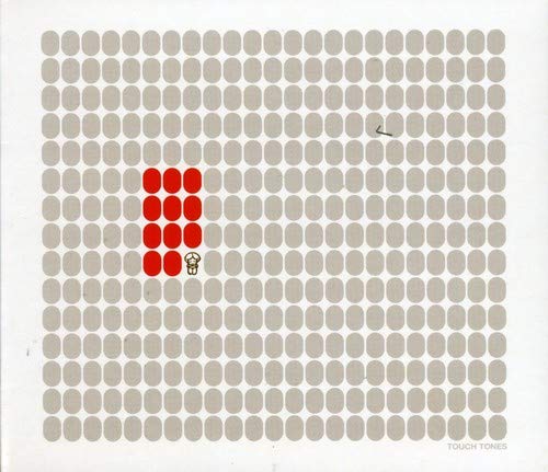 CD cover with a grid of grey ovals, a red block, and a small figure.