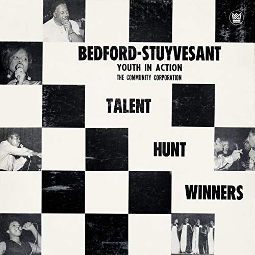 Black and white vinyl cover with checkerboard layout featuring photos of performers and text.