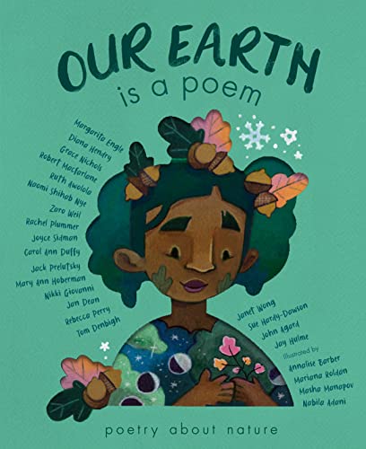 Book cover featuring a person with dark hair adorned with acorns and leaves.