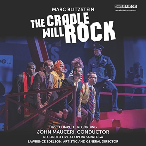 CD cover for "The Cradle Will Rock" featuring a theatrical scene.
