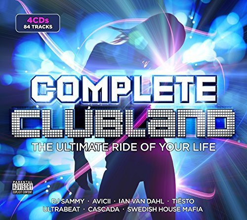 Complete Clubland" 4CD compilation with a silhouetted DJ and blue light effects.