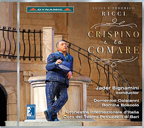 CD cover: Man in suit on stairs, text “Crispino e la Comare”.