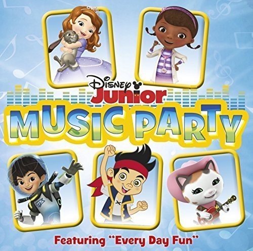 Disney Junior Music Party CD cover featuring Sofia, Doc McStuffins, and Jake.