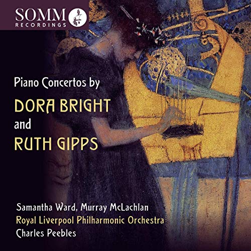 CD cover featuring a painting of a woman with a harp, text details composers.