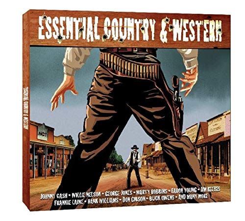 CD cover for “Essential Country & Western” featuring a cowboy and town.