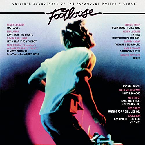 Footloose soundtrack CD cover featuring a silhouette of a person dancing against neon lighting.
