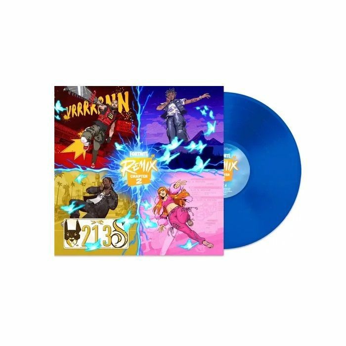 Fortnite Remix Chapter 2 vinyl record, blue with illustrated cover art.