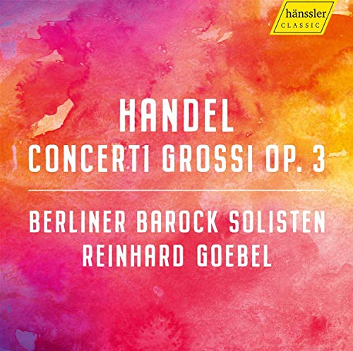 CD cover for Handel’s Concerti Grossi, featuring red and white text.