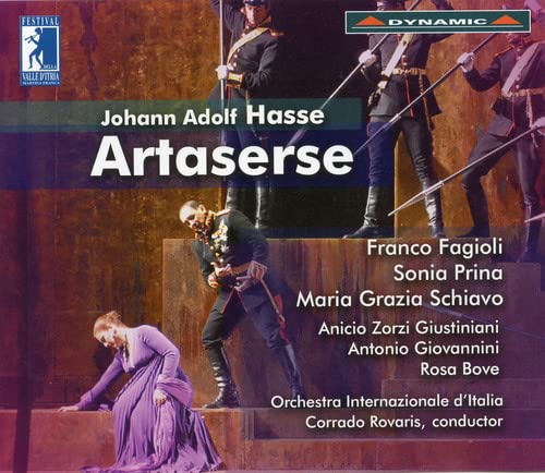 CD cover for Johann Adolf Hasse’s “Artaserse” opera, featuring costumed performers.