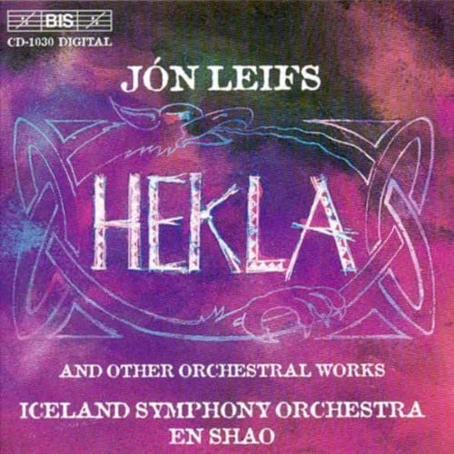 CD cover for “HEKLA” by Jón Leifs, featuring abstract purple and blue artwork.