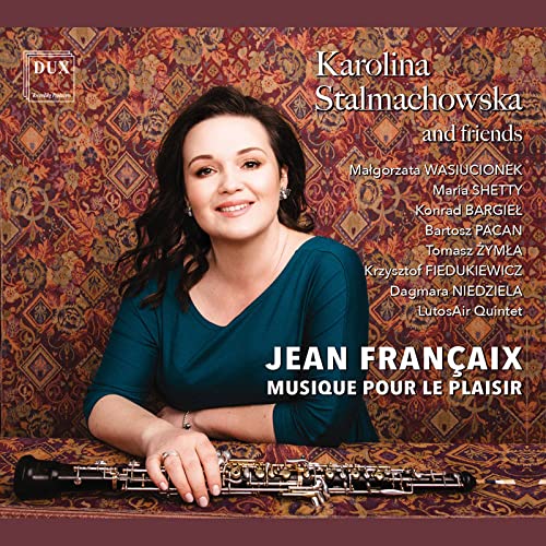 CD cover featuring Karolína Štalmachová and a clarinet, “Jean Françaix.”