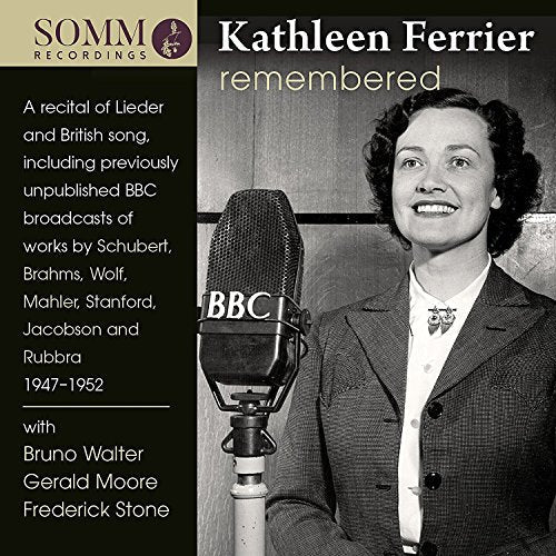 CD cover: black and white portrait of Kathleen Ferrier at a microphone.