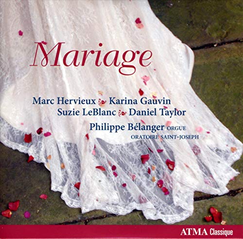 CD cover for “Mariage” featuring a bride and scattered rose petals.