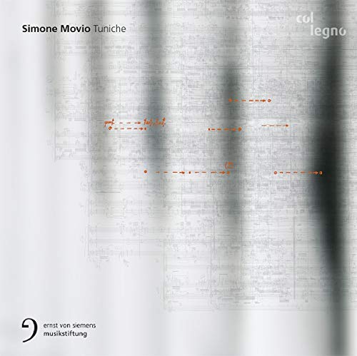 CD cover for "Movio: Tuniche" featuring abstract musical notation imagery.