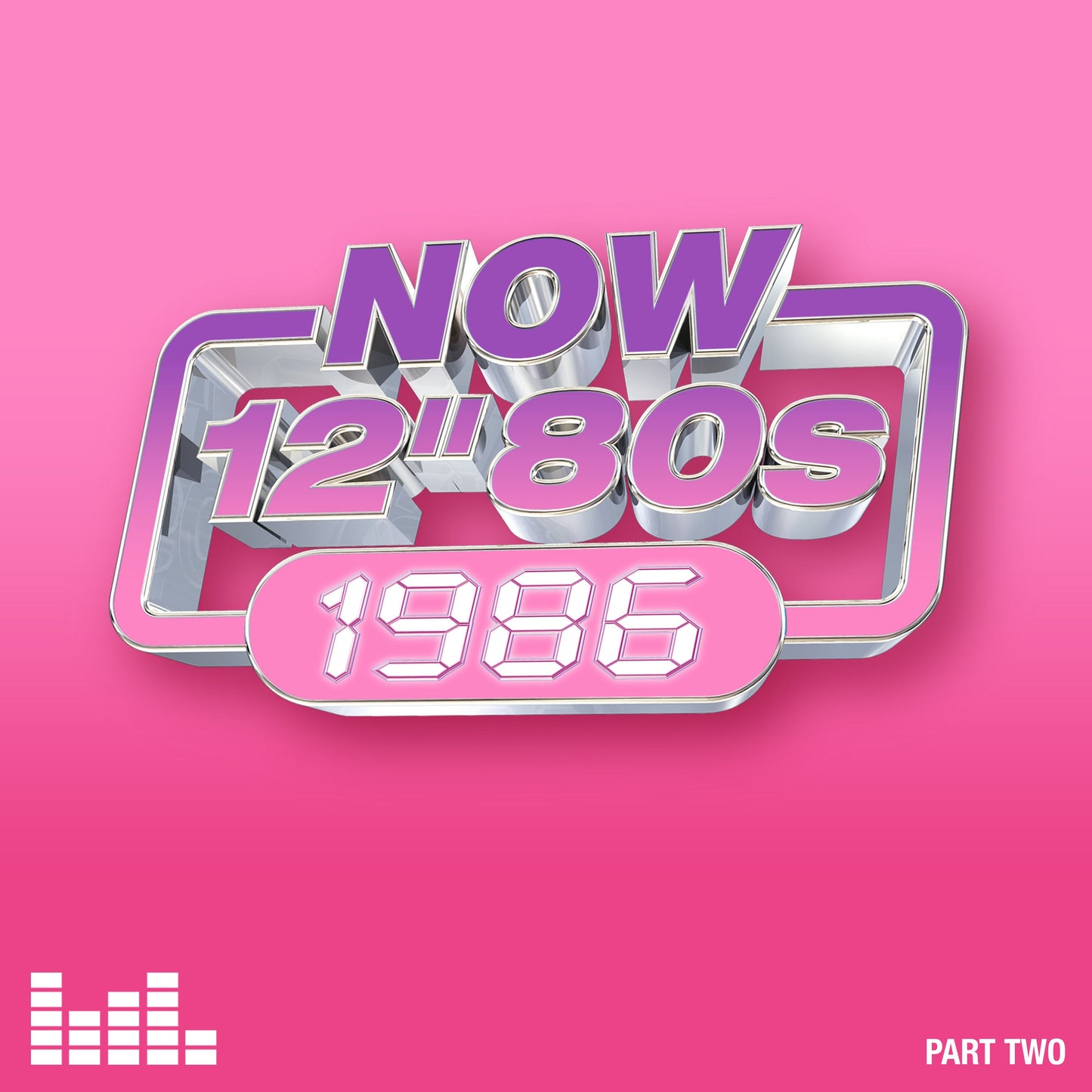 Album cover featuring 3D metallic text reading NOW 12" 80S 1986 on pink background.