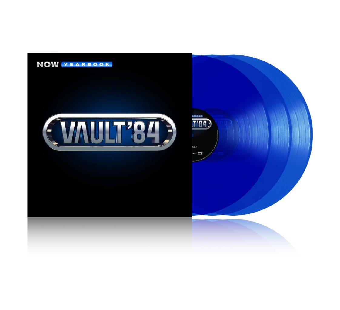 Black album cover with blue vinyl record, labeled "Vault '84".