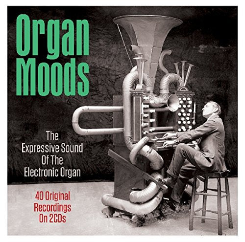 CD cover for "Organ Moods" featuring a vintage electronic organ and seated man.