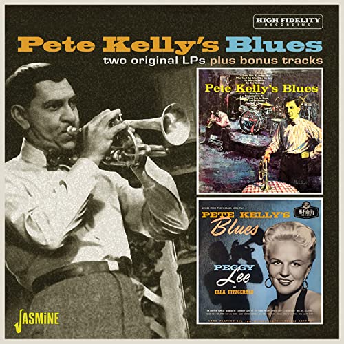 CD cover for “Pete Kelly’s Blues” featuring a trumpet player and album art.