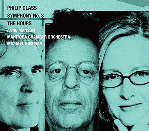 CD cover featuring portraits of three people, Philip Glass album.