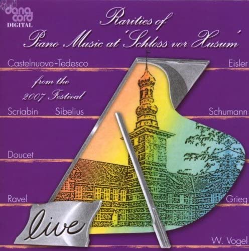 CD cover: purple background, piano shape with a castle tower image.