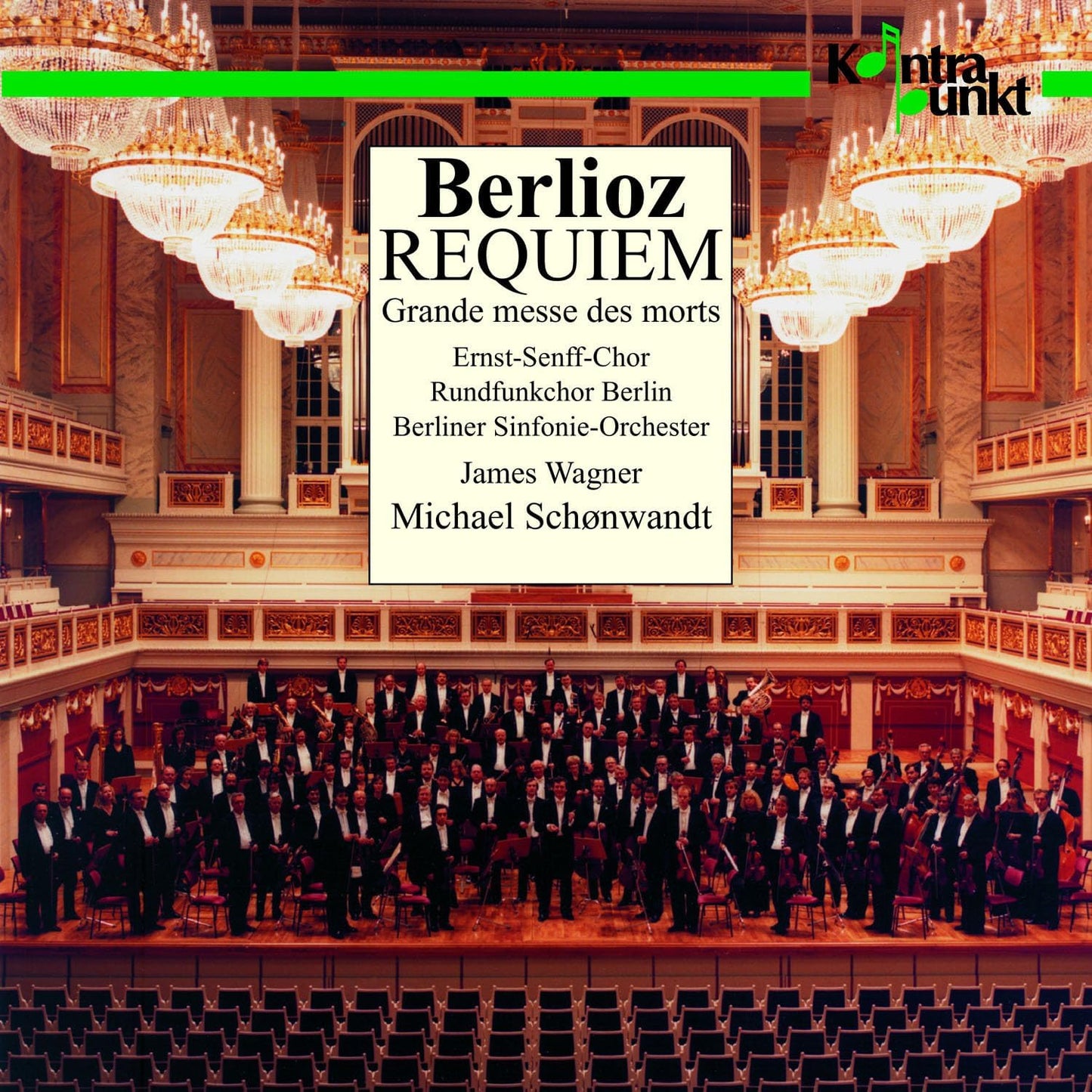 CD cover for Berlioz’s Requiem, featuring a concert hall and choir.