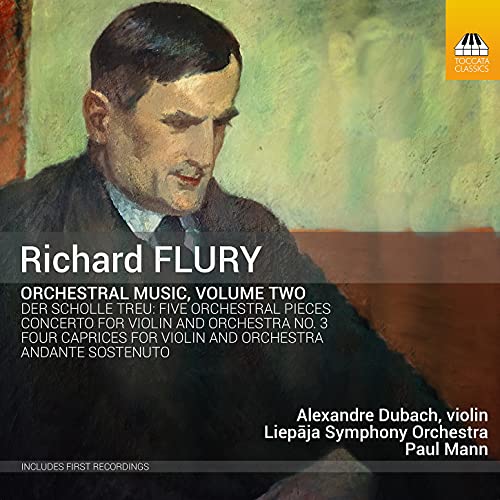 CD cover for Richard Flury’s Orchestral Music, Vol. 2, featuring a portrait.