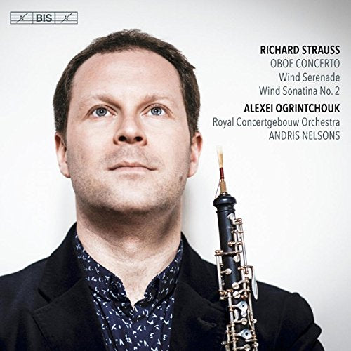 Alexei Ogrintchouk holding an oboe on a classical music CD cover.