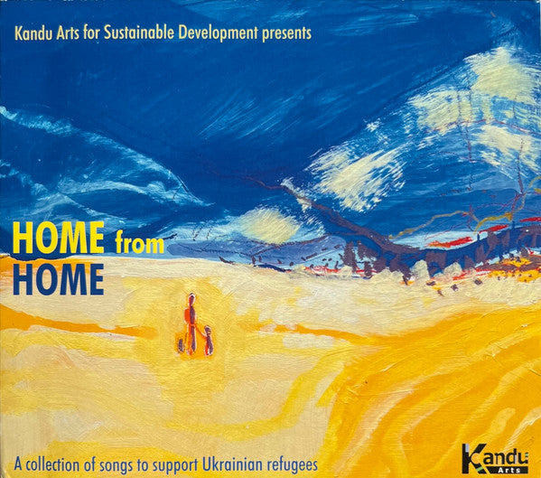 CD cover with abstract blue and yellow painting, text "HOME from HOME".