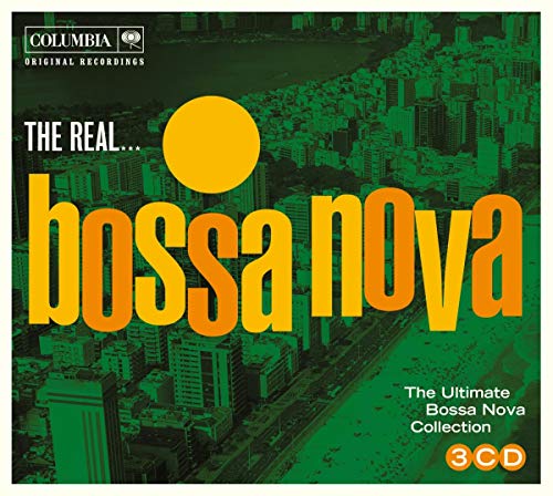 CD cover for "The Real... Bossa Nova" with yellow text and city skyline.