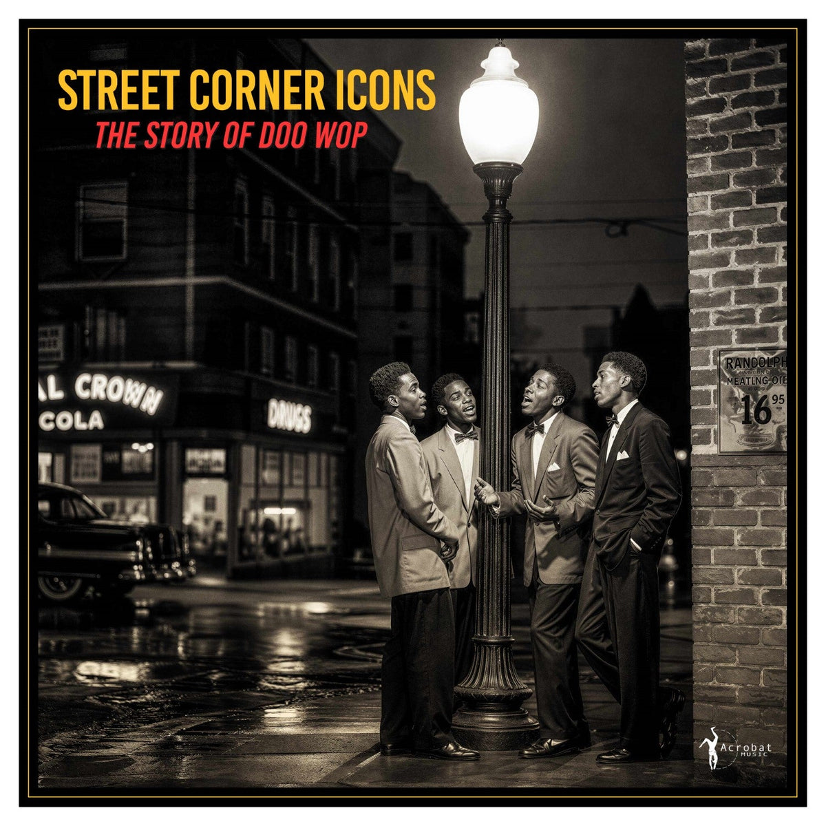 Vintage album cover featuring a street scene and four men in suits.
