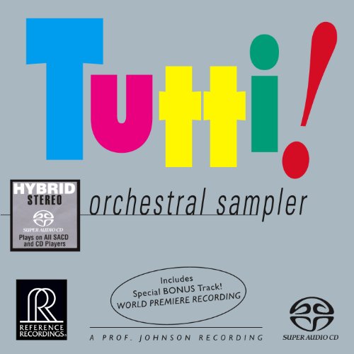 CD cover for “Tutti Orchestral Sampler” with colorful text and logos.