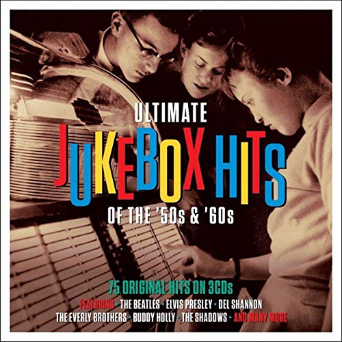 CD cover for “Ultimate Jukebox Hits of the ‘50s & ‘60s” with young people.
