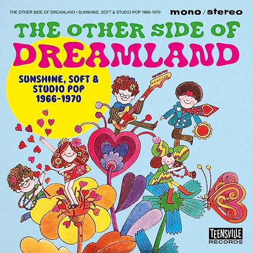 CD cover: colorful cartoon children playing music amidst flowers and hearts.