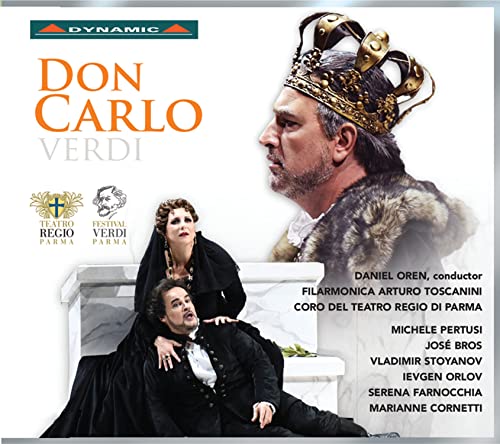 CD cover for Verdi’s Don Carlo opera, featuring performers in costume.
