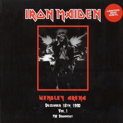Iron Maiden album cover: singer onstage, red vinyl edition noted.