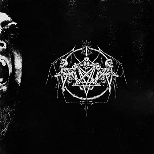 Black album cover with white skeletal design and distressed texture.