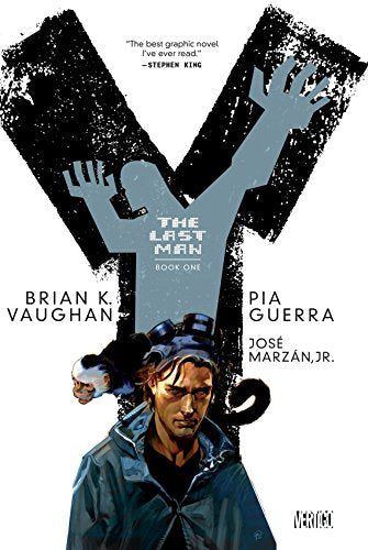 Cover art for Y: The Last Man Book One featuring a man and monkey.