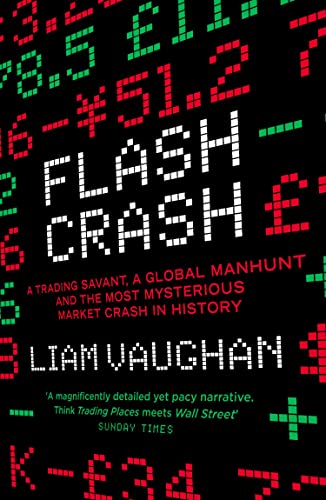Book cover: "Flash Crash" with red and green stock market data background.