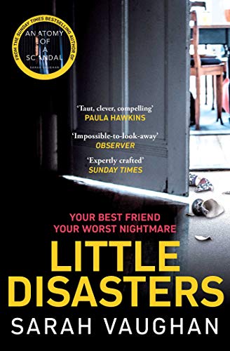 Book cover for Little Disasters by Sarah Vaughan featuring a doorway and broken pottery.